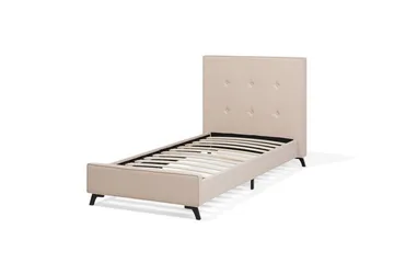 Nattaro Sängram 90x200 cm i Tyg med Sänggavel - Beige - Möbler - Säng - Sängram & sängstomme