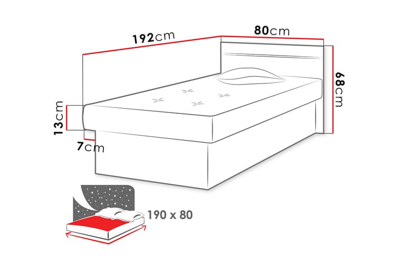 Ramsäng Berta 192x80x68 cm - Vit - Ramsäng - Enkelsäng