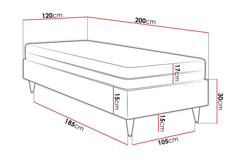 Ramsäng Forenza 120x200 cm - Konstläder/Mörkgrå/Trä/Metall - Ramsäng