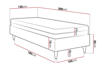 Ramsäng Forenza 120x200 cm - Sammet/Blå/Trä/Metall - Möbler - Säng - Ramsäng
