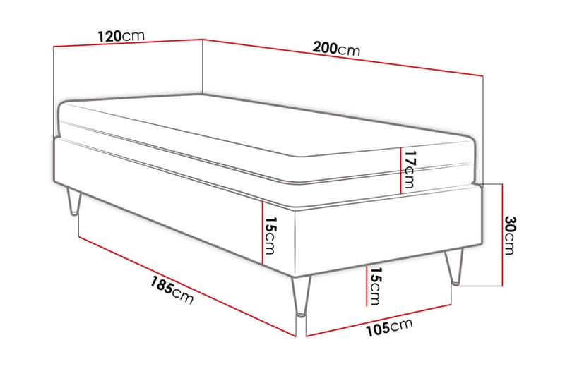 Ramsäng Forenza 120x200 cm - Sammet/Blå/Trä/Metall - Möbler - Säng - Ramsäng