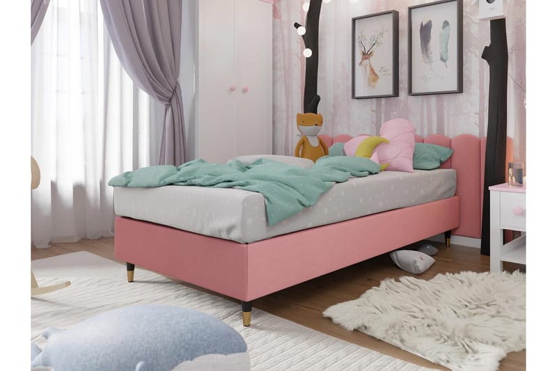 Ramsäng Forenza 120x200 cm - Sammet/Rosa/Trä/Metall - Möbler - Säng - Ramsäng