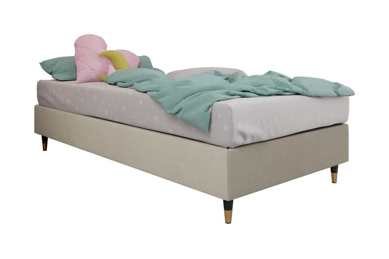 Ramsäng Forenza 80x200 cm - Sammet/Beige/Trä/Metall - Ramsäng