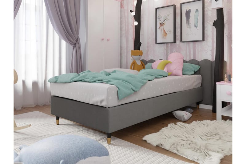 Ramsäng Forenza 80x200 cm - Sammet/Grå/Trä/Metall - Möbler - Säng - Ramsäng
