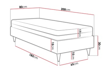 Ramsäng Forenza 80x200 cm - Sammet/Grå/Trä/Metall - Möbler - Säng - Ramsäng