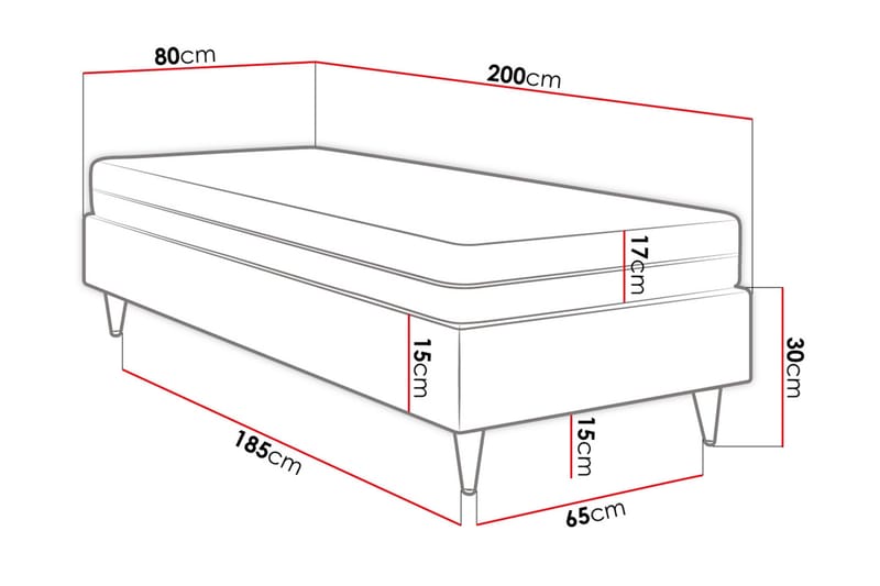 Ramsäng Forenza 80x200 cm - Sammet/Grå/Trä/Metall - Möbler - Säng - Ramsäng