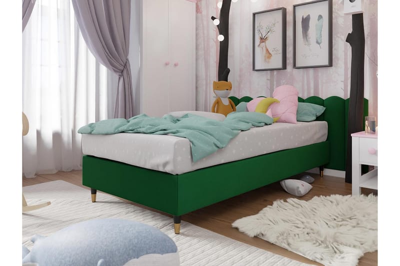Ramsäng Forenza 80x200 cm - Sammet/Mörkgrön/Trä/Metall - Möbler - Säng - Ramsäng