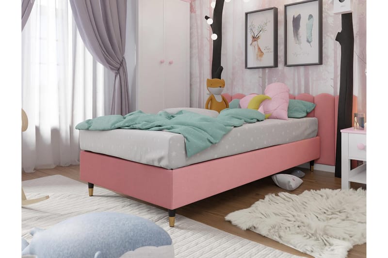 Ramsäng Forenza 80x200 cm - Sammet/Rosa/Trä/Metall - Möbler - Säng - Ramsäng
