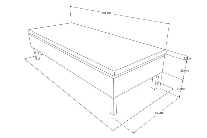 Ramsäng Peak 80x200 cm - Grå|Valnöt - Ramsäng - Enkelsäng