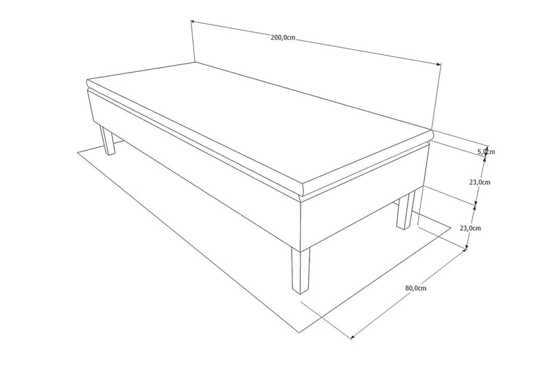 Ramsäng Peak 80x200 cm - Grå|Vit - Ramsäng - Enkelsäng