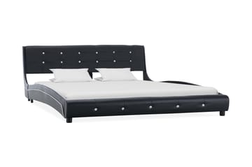 Säng med madrass svart konstläder 160x200 cm