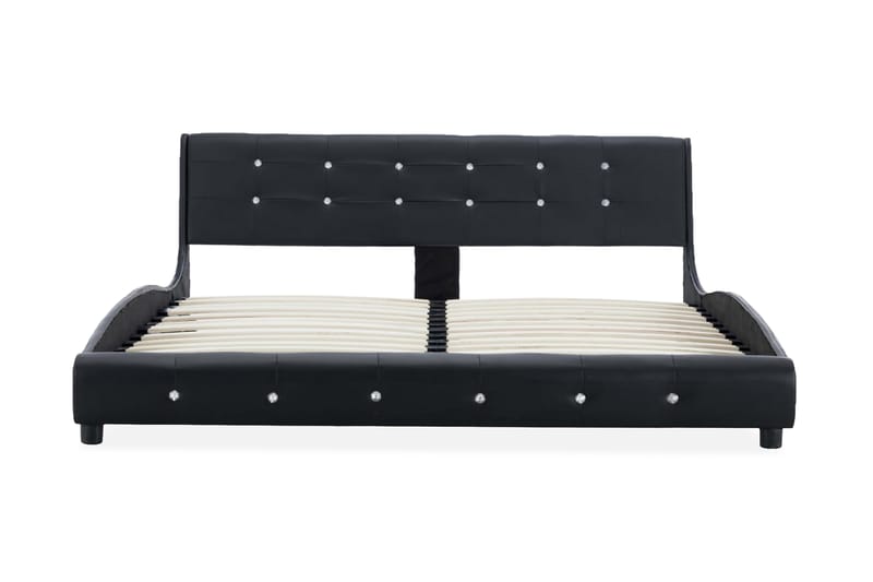 Säng med madrass svart konstläder 160x200 cm - Svart - Ramsäng