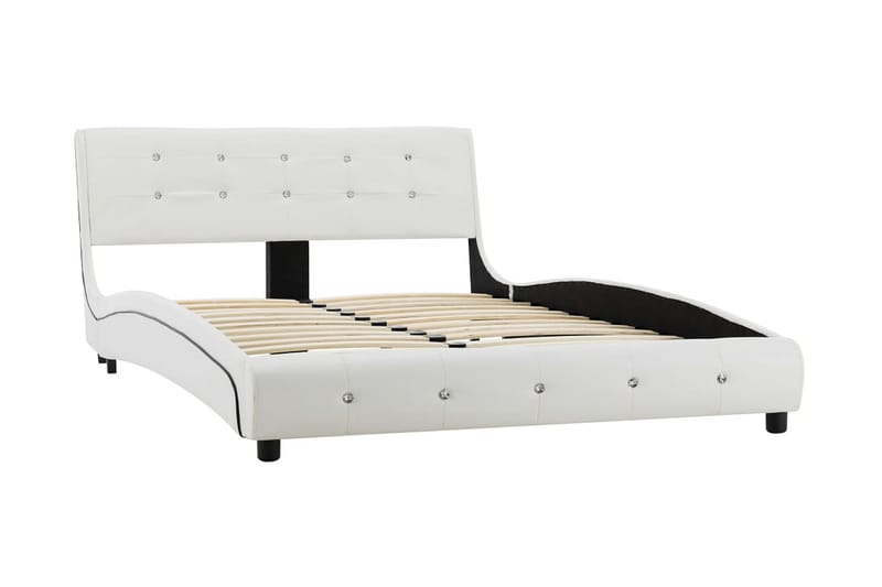 Säng med madrass vit konstläder 120x200 cm - Vit - Ramsäng