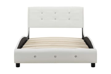 Säng med madrass vit konstläder 90x200 cm