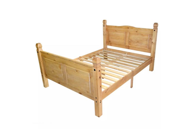 Säng med memoryskummadrass mexikansk stil furu 160x200 cm - Brun - Dubbelsäng - Ramsäng