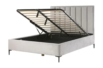 Sezanne Ramsäng 160x200 cm med Förvaring - Sammet/Grå - Möbler - Säng - Sängram & sängstomme