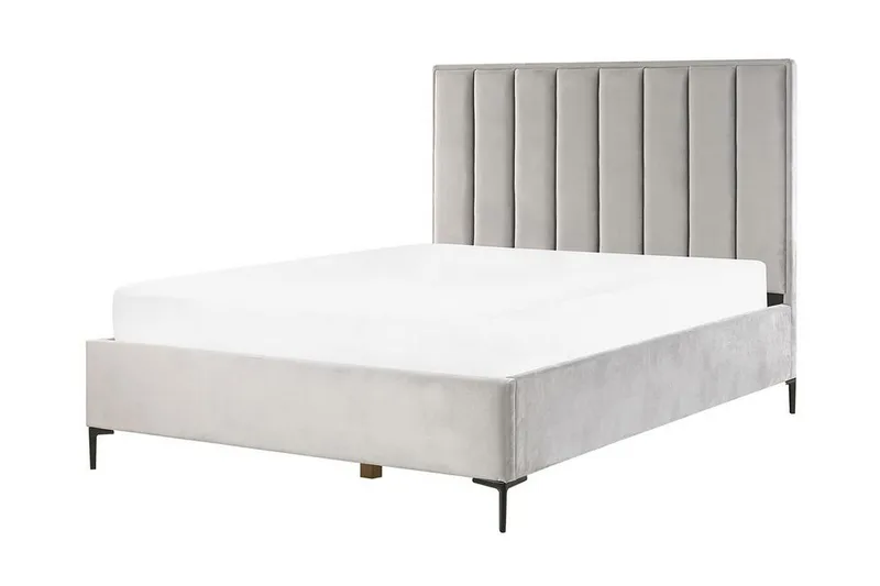 Sezanne Ramsäng 160x200 cm med Förvaring - Sammet/Grå - Möbler - Säng - Sängram & sängstomme