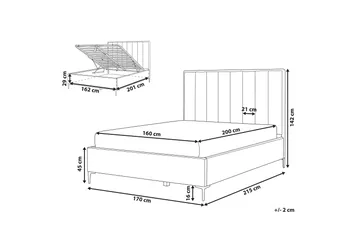 Sezanne Ramsäng 160x200 cm med Förvaring - Sammet/Grå - Möbler - Säng - Ramsäng
