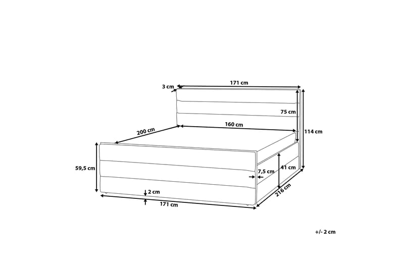 Valbonne Dubbelsäng 160 200 cm - Grå - Möbler - Säng - Ramsäng