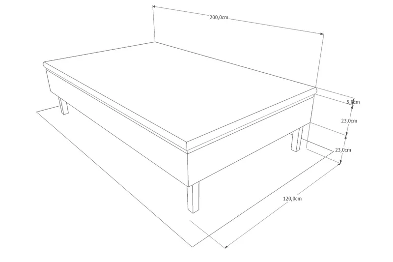 Viken Bas Ramsäng 120x200 - Ancona Grå - Möbler - Säng - Enkelsäng