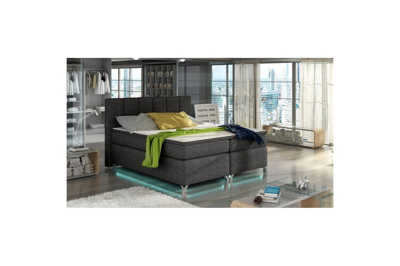 Resårbotten Eltap Basilio med LED, Berlin 02, Mörkgrå, 140x200 cm