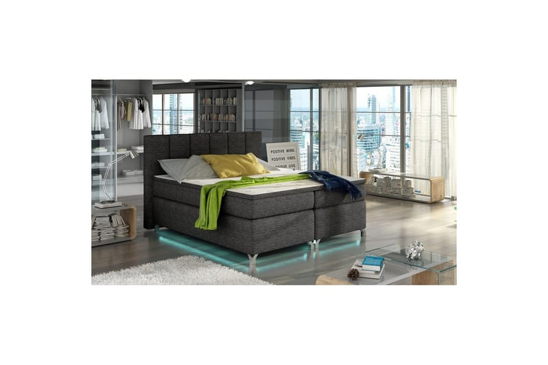 Resårbotten Eltap Basilio med LED - Berlin 02, Mörkgrå, 160x200 cm - Möbler - Säng - Kontinentalsäng