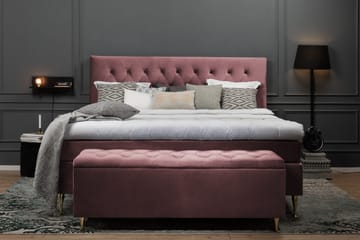 Royal Velvet Komplett Sängpaket 160x200 cm - Rosa med Låga Guldben - Möbler - Säng - Kontinentalsäng