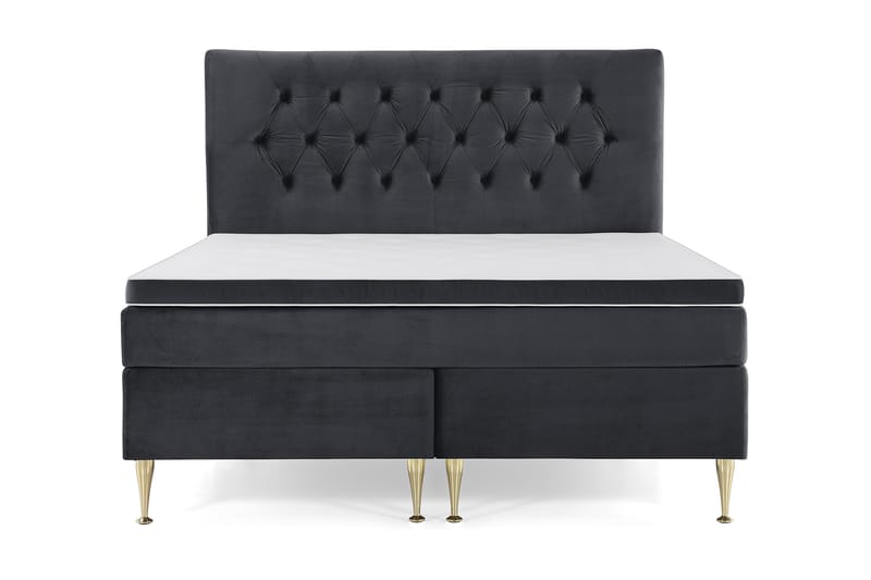 Royal Velvet Komplett Sängpaket 160x200 cm, Svart med Höga Guldben