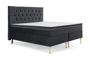 Royal Velvet Komplett Sängpaket 160x200 cm - Svart med Höga Guldben - Möbler - Säng - Kontinentalsäng