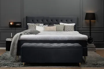 Royal Velvet Komplett Sängpaket 160x200 cm - Svart med Höga Silverben - Möbler - Säng - Kontinentalsäng