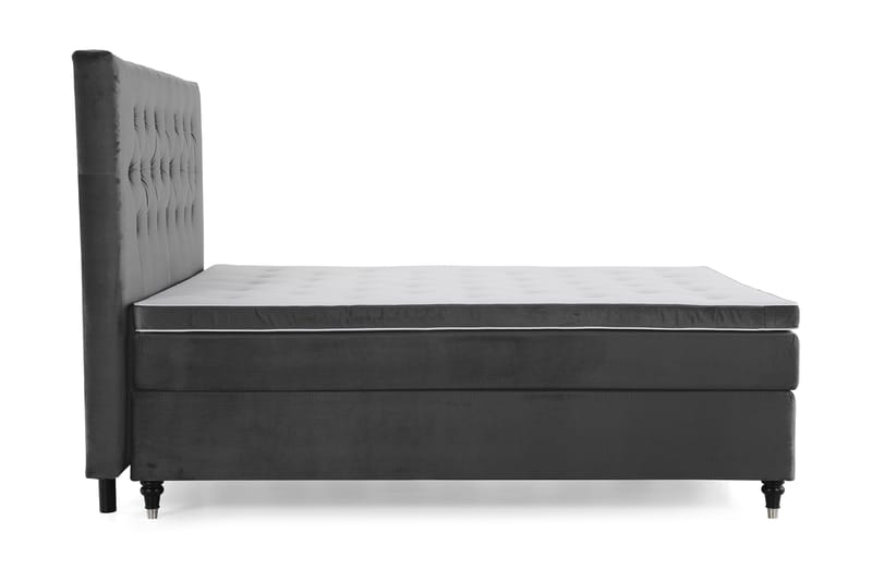 Royal Velvet Komplett Sängpaket 210x210 cm - Mörkgrå med Svarvade Ben - Möbler - Säng - Kontinentalsäng