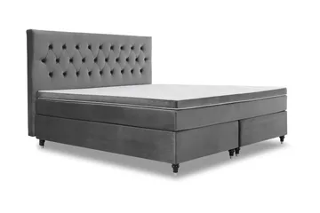 Royal Velvet Komplett Sängpaket 210x210 cm - Mörkgrå med Svarvade Ben - Möbler - Säng - Kontinentalsäng