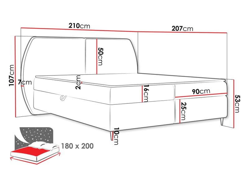 Rynricon Sängpaket Kontinentalsäng 180x200 cm - Beige - Möbler - Säng - Kontinentalsäng