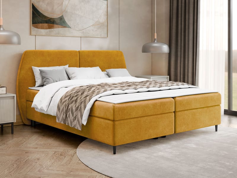Rynricon Sängpaket Kontinentalsäng 180x200 cm - Gul - M öbler - Säng - Kontinentalsäng