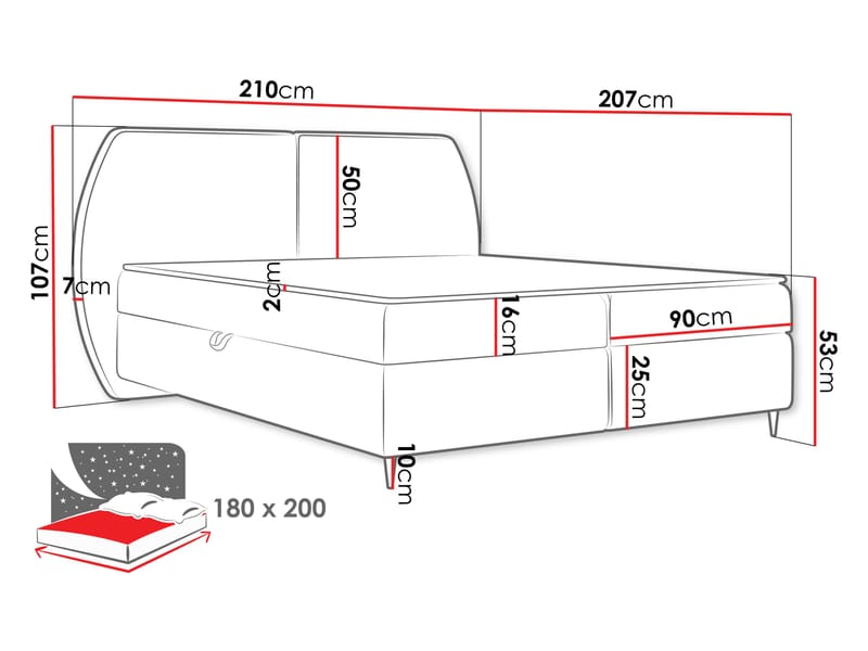 Rynricon Sängpaket Kontinentalsäng 180x200 cm - Gul - Möbler - Säng - Kontinentalsäng