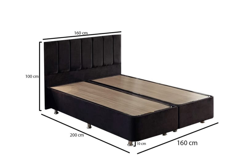 Ryntham Sängram Dubbel med Sänggavel 160x200 cm - Svart - Möbler - Säng - Sängram & sängstomme