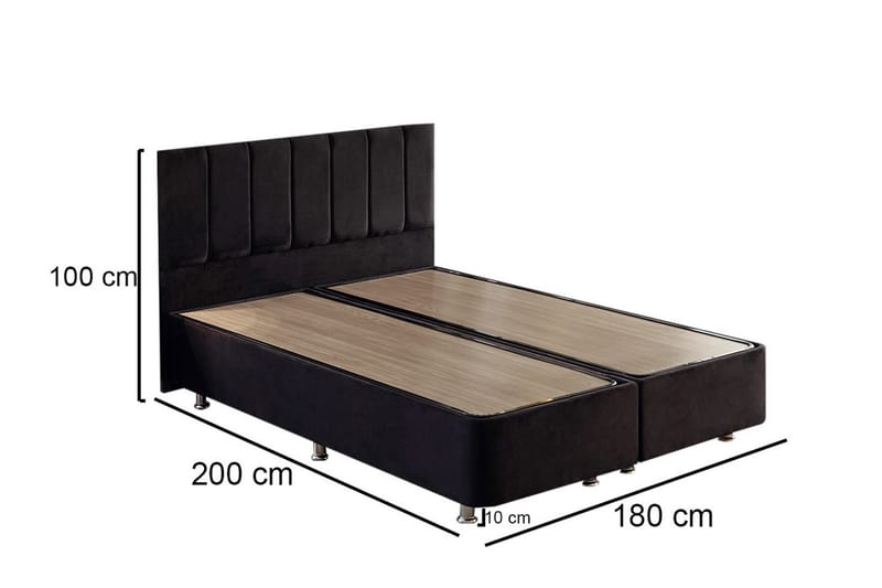 Ryntham Sängram Dubbel med Sänggavel 180x200 cm - Svart - Möbler - Säng - Sängram & sängstomme