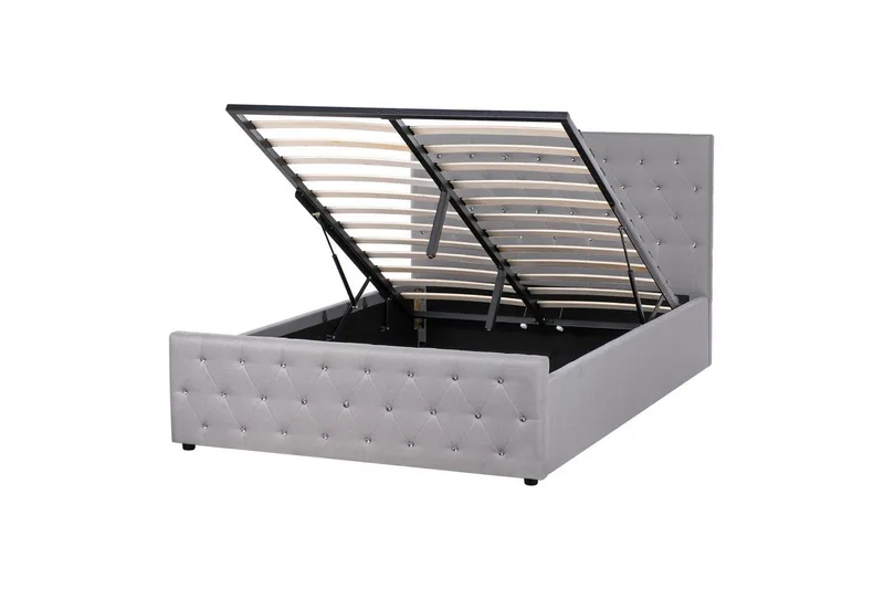 Säng med förvaring Amiens, Grå, 140x200 cm