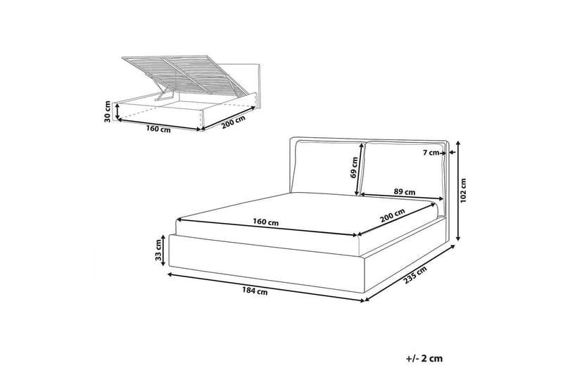 Säng med förvaring Bajonna - Taupe, 160x200 cm - Möbler - Säng - Säng med förvaring