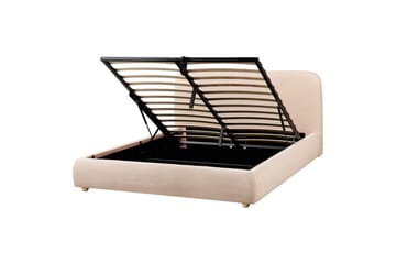 Säng med förvaring Blagnac - Beige/Bouclé, 160x200 cm - Möbler - Säng - Säng med förvaring