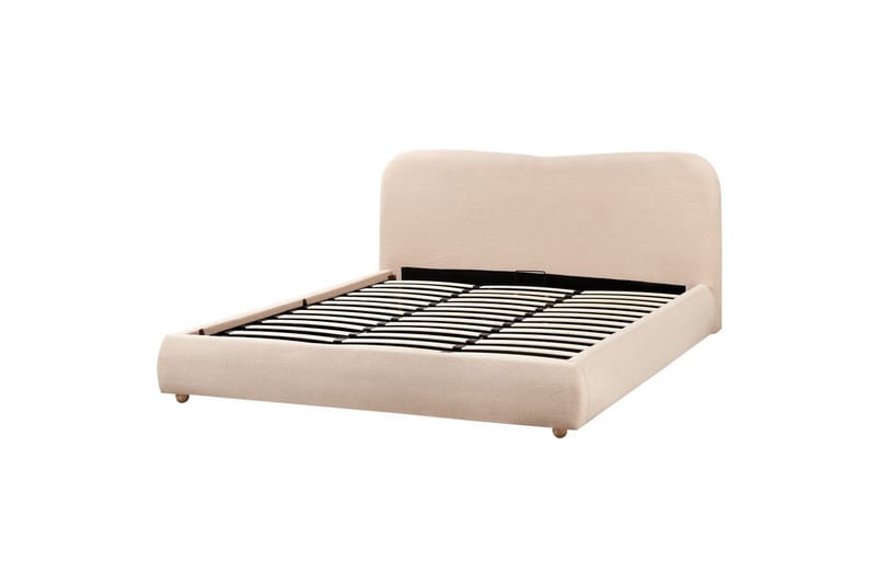 Säng med förvaring Blagnac - Beige/Bouclé, 180x200 cm - Möbler - Säng - Säng med förvaring