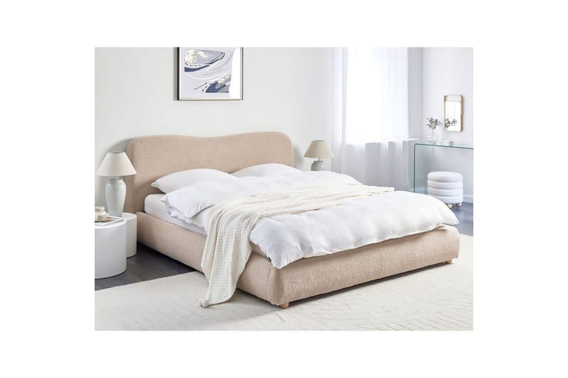 Säng med förvaring Blagnac - Beige/Bouclé, 180x200 cm - Möbler - Säng - Säng med förvaring