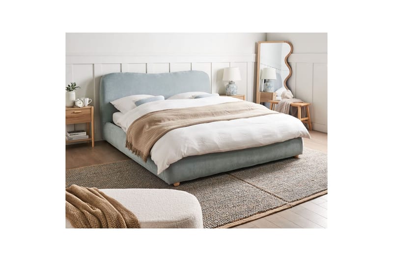 Säng med förvaring Blagnac - Blå/Polyester, 160x200 cm - Möbler - Säng - Säng med förvaring