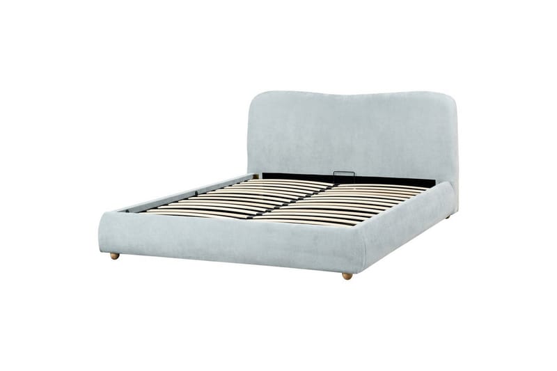 Säng med förvaring Blagnac - Blå/Polyester, 160x200 cm - Möbler - Säng - Säng med förvaring