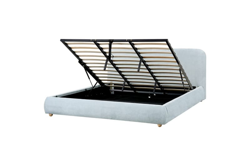 Säng med förvaring Blagnac - Blå/Polyester, 180x200 cm - Möbler - Säng - Säng med förvaring