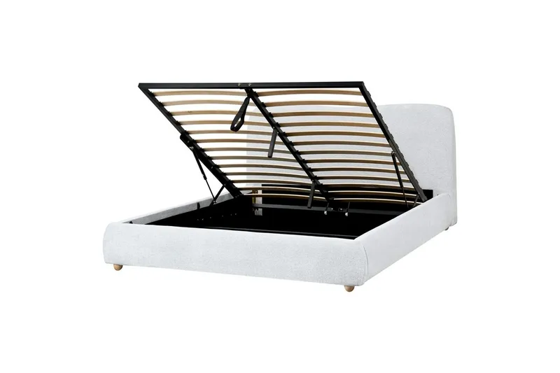 Säng med förvaring Blagnac - Grå/Polyester, 160x200 cm - Möbler - Säng - Säng med förvaring