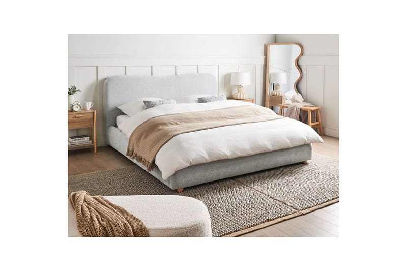 Säng med förvaring Blagnac - Grå/Polyester, 160x200 cm - Möbler - Säng - Säng med förvaring