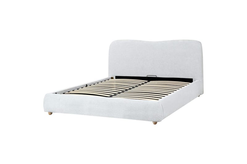 Säng med förvaring Blagnac - Grå/Polyester, 160x200 cm - Möbler - Säng - Säng med förvaring