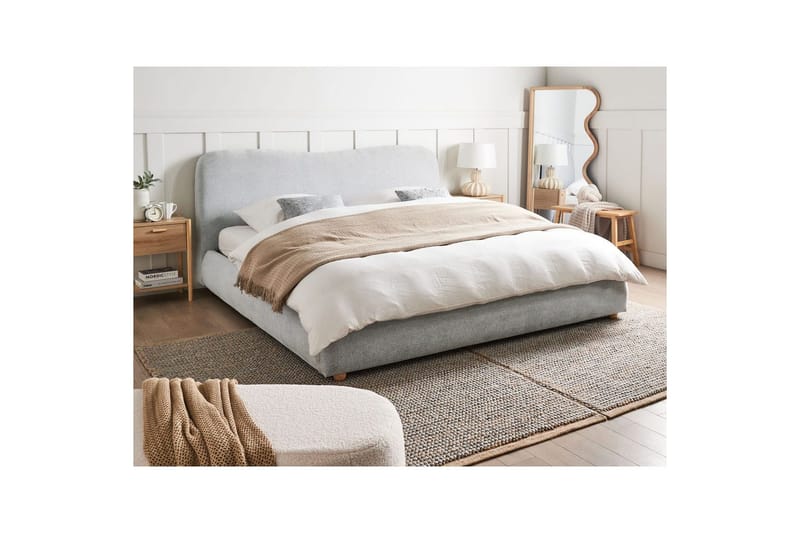 Säng med förvaring Blagnac - Grå/Polyester, 180x200 cm - Möbler - Säng - Säng med förvaring