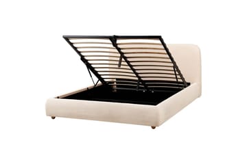 Säng med förvaring Blagnac - Ljusbeige/Bouclé, 160x200 cm - Möbler - Säng - Säng med förvaring